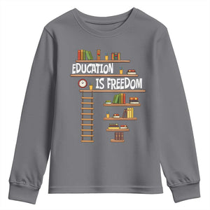 Education Is Freedom Youth Sweatshirt African American History Africa Map Books TS12 Charcoal Print Your Wear