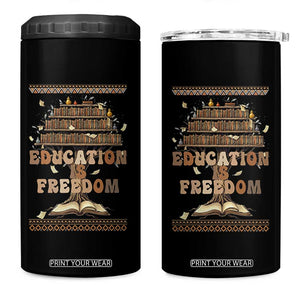 Education Is Freedom Teacher Gift 4 in 1 Can Cooler Tumbler Inspirational Africa Map Book Stack TS12 One Size: 16 oz Black Print Your Wear