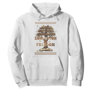 Education Is Freedom Teacher Gift Hoodie Inspirational Africa Map Book Stack TS12 White Print Your Wear