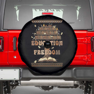 Education Is Freedom Teacher Gift Spare Tire Cover Inspirational Africa Map Book Stack TS12 Black Print Your Wear