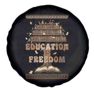 Education Is Freedom Teacher Gift Spare Tire Cover Inspirational Africa Map Book Stack TS12 Print Your Wear