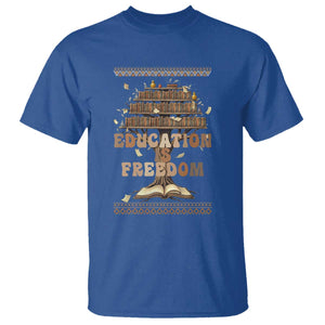 Education Is Freedom Teacher Gift T Shirt Inspirational Africa Map Book Stack TS12 Royal Blue Print Your Wear