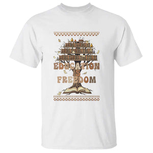 Education Is Freedom Teacher Gift T Shirt Inspirational Africa Map Book Stack TS12 White Print Your Wear