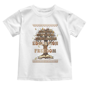 Education Is Freedom Teacher Gift Toddler T Shirt Inspirational Africa Map Book Stack TS12 White Print Your Wear