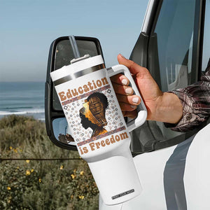 Education Is Freedom Tumbler With Handle Black History Women Teacher Gift TS12 Print Your Wear