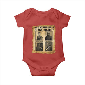 What We Learn From Black History Baby Onesie Vintage African American Leaders TS12 Red Print Your Wear