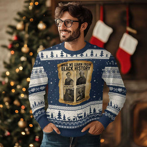 What We Learn From Black History Ugly Christmas Sweater Vintage African American Leaders TS12 Navy Beige Print Your Wear