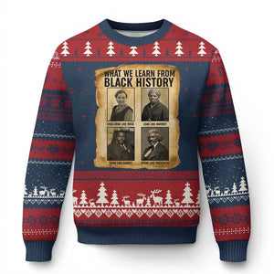 What We Learn From Black History Ugly Christmas Sweater Vintage African American Leaders TS12 Navy Red Print Your Wear