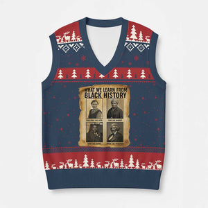 What We Learn From Black History V-Neck Knit Sweater Vest Vintage African American Leaders TS12 Navy Red Print Your Wear