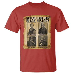 What We Learn From Black History T Shirt Vintage African American Leaders TS12 Red Print Your Wear