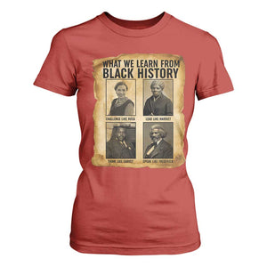 What We Learn From Black History T Shirt For Women Vintage African American Leaders TS12 Red Print Your Wear