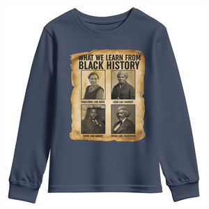 What We Learn From Black History Youth Sweatshirt Vintage African American Leaders TS12 Navy Print Your Wear