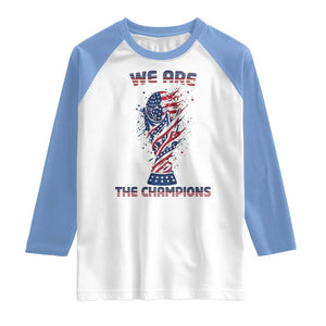 We Are Champions Raglan Shirt USA Soccer Lover Gift TS12 White Carolina Blue Print Your Wear
