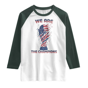 We Are Champions Raglan Shirt USA Soccer Lover Gift TS12 White Dark Forest Green Print Your Wear