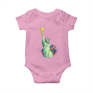 Statue Of Liberty Soccer Cup Baby Onesie USA Soccer Lover Gift TS12 Light Pink Print Your Wear