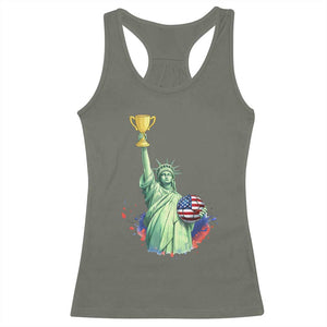 Statue Of Liberty Soccer Cup Racerback Tank Top USA Soccer Lover Gift TS12 Military Green Print Your Wear