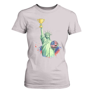 Statue Of Liberty Soccer Cup T Shirt For Women USA Soccer Lover Gift TS12 Ice Gray Print Your Wear