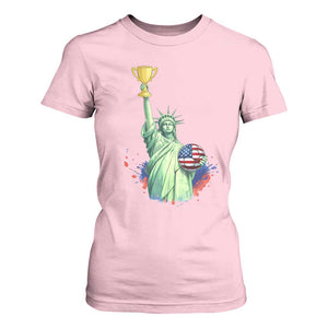 Statue Of Liberty Soccer Cup T Shirt For Women USA Soccer Lover Gift TS12 Light Pink Print Your Wear