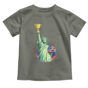 Statue Of Liberty Soccer Cup Toddler T Shirt USA Soccer Lover Gift TS12 Military Green Print Your Wear