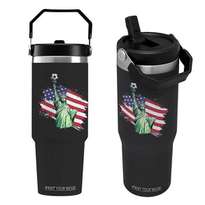 Statue Of Liberty Soccer Lover Flip Straw Tumbler New Yorker Fan Gift TS12 One Size: 30 oz Black Print Your Wear