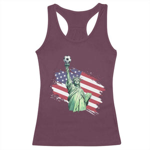 Statue Of Liberty Soccer Lover Racerback Tank Top New Yorker Fan Gift TS12 Maroon Print Your Wear