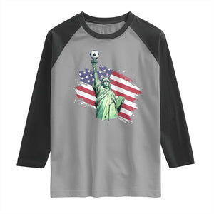Statue Of Liberty Soccer Lover Raglan Shirt New Yorker Fan Gift TS12 Sport Gray Black Print Your Wear