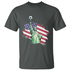 Statue Of Liberty Soccer Lover T Shirt New Yorker Fan Gift TS12 Dark Heather Print Your Wear