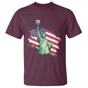 Statue Of Liberty Soccer Lover T Shirt New Yorker Fan Gift TS12 Maroon Print Your Wear