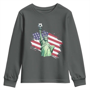 Statue Of Liberty Soccer Lover Youth Sweatshirt New Yorker Fan Gift TS12 Dark Heather Print Your Wear