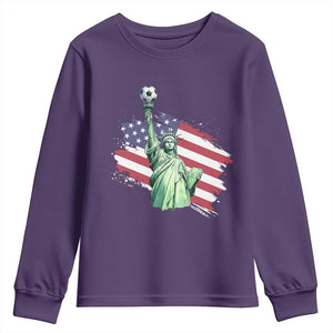 Statue Of Liberty Soccer Lover Youth Sweatshirt New Yorker Fan Gift TS12 Purple Print Your Wear
