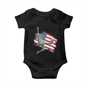 Funny Statue Of Liberty Playing Soccer Baby Onesie New Yorker Fan Gift TS12 Black Print Your Wear