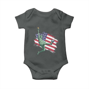 Funny Statue Of Liberty Playing Soccer Baby Onesie New Yorker Fan Gift TS12 Dark Heather Print Your Wear