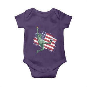 Funny Statue Of Liberty Playing Soccer Baby Onesie New Yorker Fan Gift TS12 Purple Print Your Wear