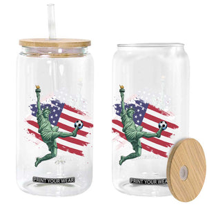 Funny Statue Of Liberty Playing Soccer Glass Can New Yorker Fan Gift TS12 Print Your Wear