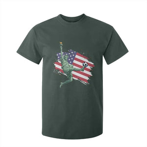 Funny Statue Of Liberty Playing Soccer T Shirt For Kid New Yorker Fan Gift TS12 Dark Forest Green Print Your Wear