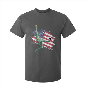 Funny Statue Of Liberty Playing Soccer T Shirt For Kid New Yorker Fan Gift TS12 Dark Heather Print Your Wear