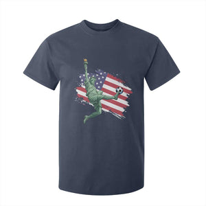 Funny Statue Of Liberty Playing Soccer T Shirt For Kid New Yorker Fan Gift TS12 Navy Print Your Wear