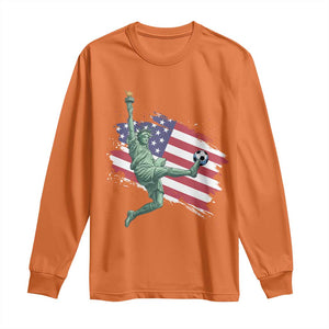 Funny Statue Of Liberty Playing Soccer Long Sleeve Shirt New Yorker Fan Gift TS12 Orange Print Your Wear