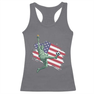 Funny Statue Of Liberty Playing Soccer Racerback Tank Top New Yorker Fan Gift TS12 Charcoal Print Your Wear