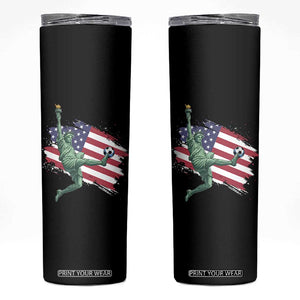 Funny Statue Of Liberty Playing Soccer Skinny Tumbler New Yorker Fan Gift TS12 Black Print Your Wear