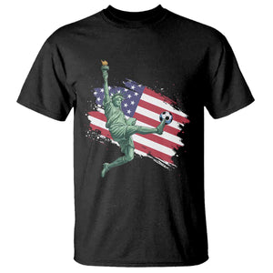 Funny Statue Of Liberty Playing Soccer T Shirt New Yorker Fan Gift TS12 Black Print Your Wear
