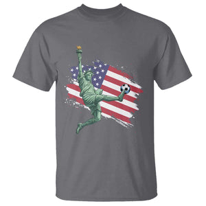 Funny Statue Of Liberty Playing Soccer T Shirt New Yorker Fan Gift TS12 Charcoal Print Your Wear