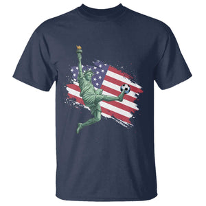 Funny Statue Of Liberty Playing Soccer T Shirt New Yorker Fan Gift TS12 Navy Print Your Wear