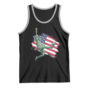 Funny Statue Of Liberty Playing Soccer Tank Top New Yorker Fan Gift TS12 Black Athletic Heather Print Your Wear