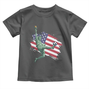 Funny Statue Of Liberty Playing Soccer Toddler T Shirt New Yorker Fan Gift TS12 Dark Heather Print Your Wear