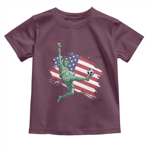 Funny Statue Of Liberty Playing Soccer Toddler T Shirt New Yorker Fan Gift TS12 Maroon Print Your Wear