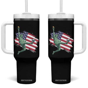 Funny Statue Of Liberty Playing Soccer Tumbler With Handle New Yorker Fan Gift TS12 One Size: 40 oz Black Print Your Wear