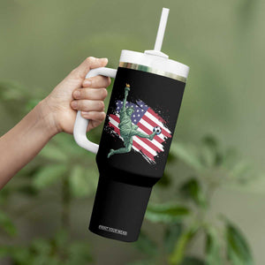Funny Statue Of Liberty Playing Soccer Tumbler With Handle New Yorker Fan Gift TS12 Print Your Wear