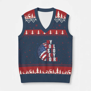 My Goal Is To Deny Yours V-Neck Knit Sweater Vest Soccer Goalie Gift TS12 Navy Red Print Your Wear