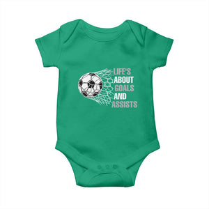 Funny Life Is About Goals And Assists Baby Onesie Soccer Lover TS12 Irish Green Print Your Wear